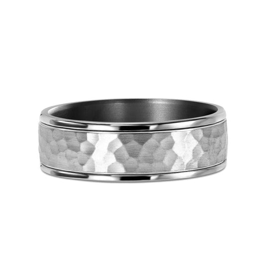 Tantalum and Gold Hammered Men's Ring
