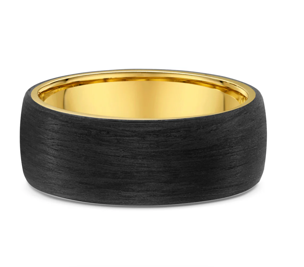 White Gold and Carbon Fibre Flat Men's Ring
